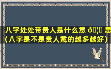 八字处处带贵人是什么意 🦅 思（八字是不是贵人戴的越多越好）